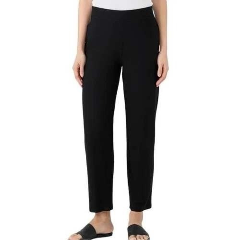 Eileen Fisher Pants Women XL Straight Leg Black Stretch Ponte Knit Workwear